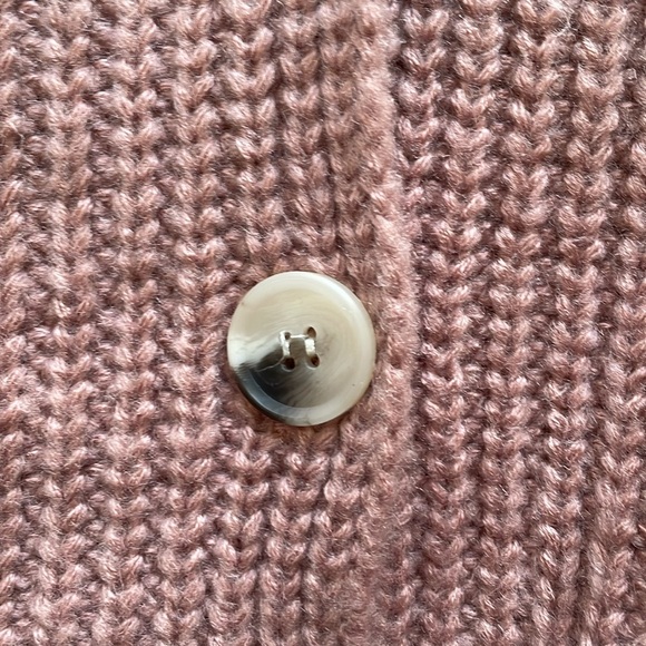 Anthropologie Dusty Pink Puff Sleeve Buttoned Cardigan - Picture 4 of 10